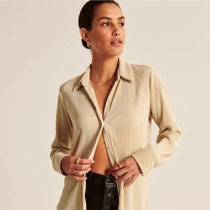 Abercrombie Long Sleeve Textured Satin Shirt